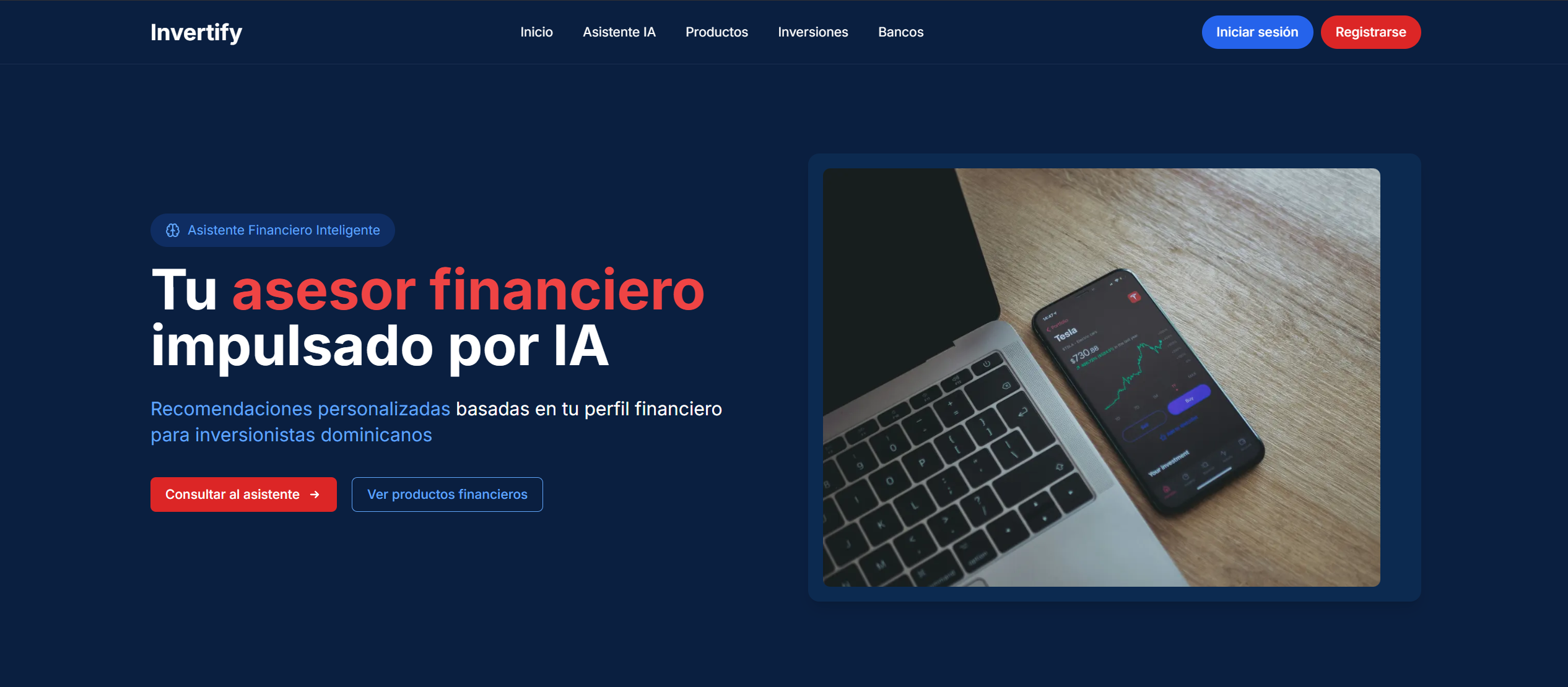 landing page de Invertify